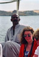 Egyptian Boatman sailing Felucca, River Nile, Aswan